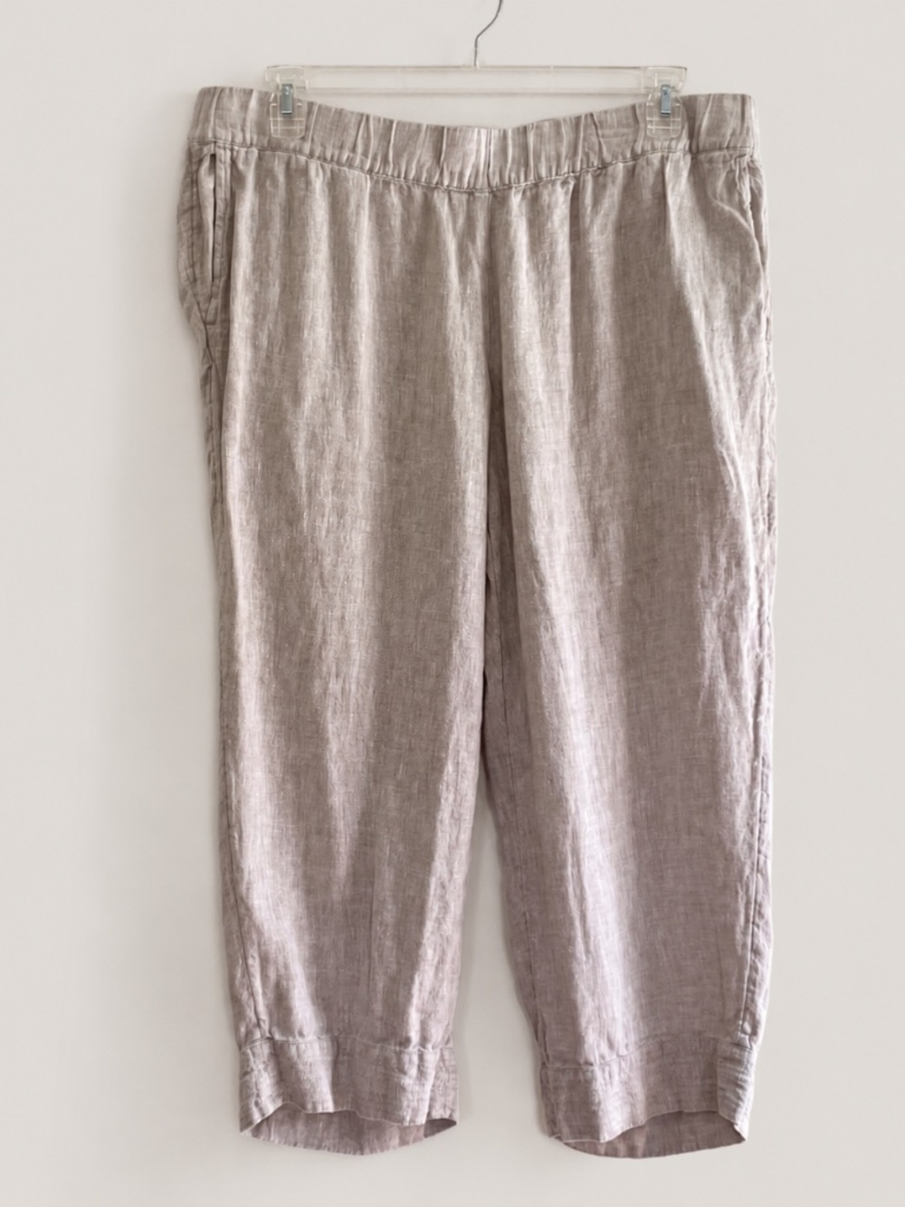 J Jill Pure Jill 100% Linen Crop Pants Womens XL Elastic Waist Coastal Lagenlook
